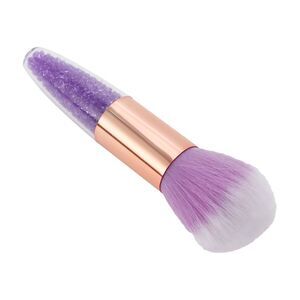 Durable Faux Diamond Clear Handle Purple Nail Brush for Cleaning Fingernails
